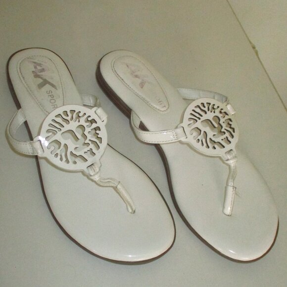 Anne Klein AK Sport Womens White Laser-cut Flip Flop Sandal - Size 9.5M - Picture 2 of 6
